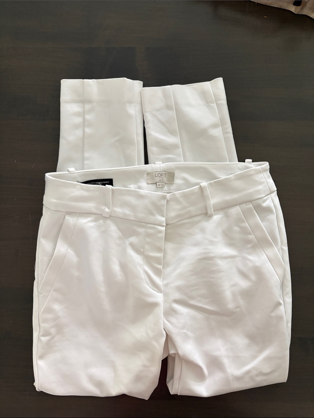 LOFT White Mid-Rise Straight Leg Trousers